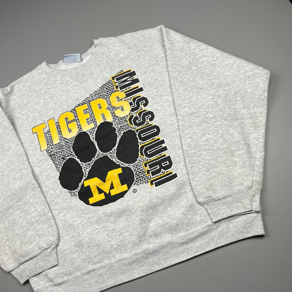 Hanes Sweatshirt Mens XL Grey Missouri Tigers Vintage Heavyweight Crewneck